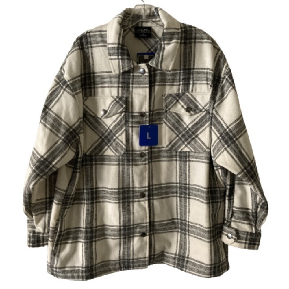 HFX Ladies Shirt Jacket Size Large Black/White NWT